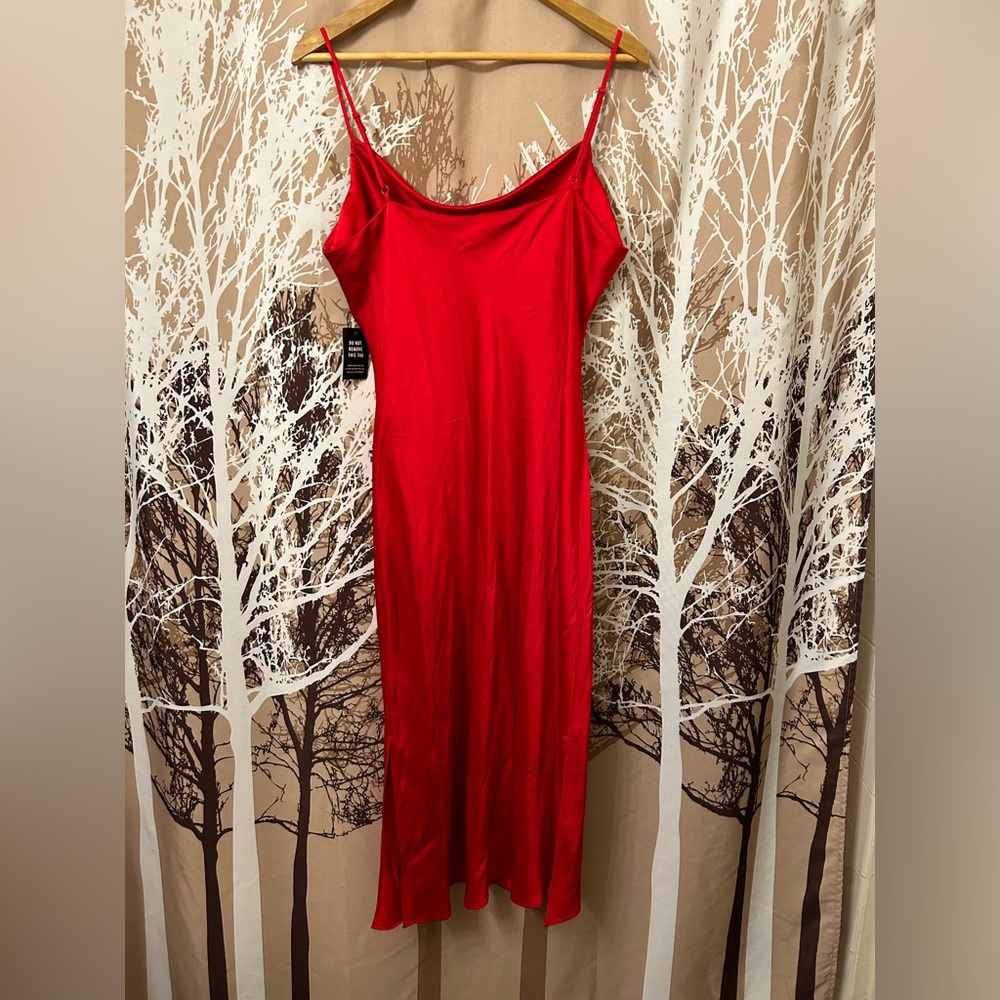 NWT Express XL Vibrant Red Midi Slip Dress - Picture 2 of 7